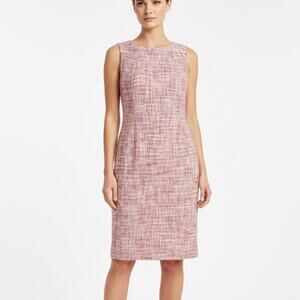 Talbots Pink Tweed Sheath Dress Women’s Size 4 Sleeveless Classic Workwear